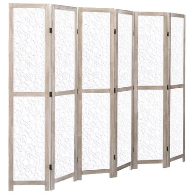 vidaXL 6-panels rumdeler 210 x 165 cm massivt træ hvid