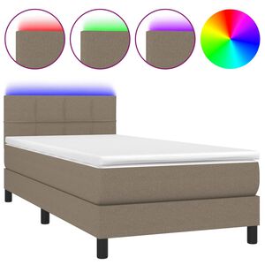 vidaXL kontinentalseng med LED-lys 80x200 cm stof gr&aring;brun