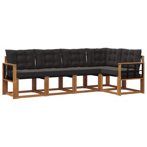 vidaXL Udend&oslash;rs sofagruppe 5 stk. Naturlig og sort