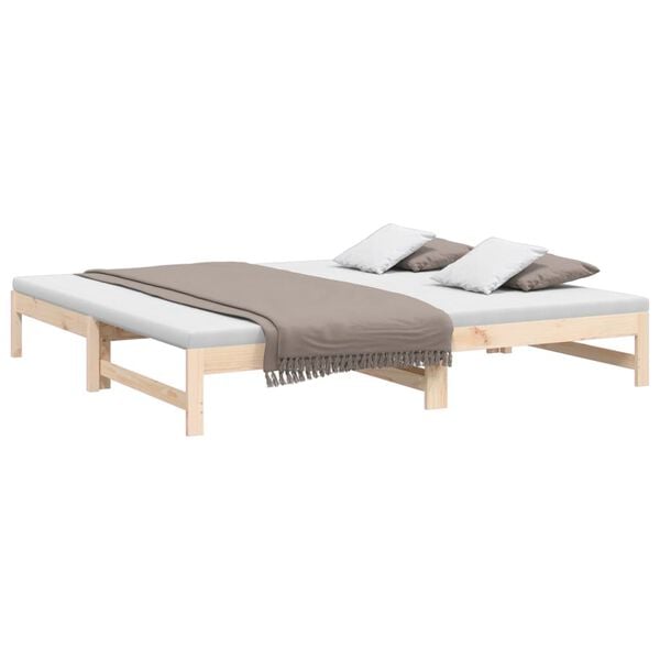 vidaXL daybed med udtr&aelig;k 2x(90x200) cm massivt fyrretr&aelig;