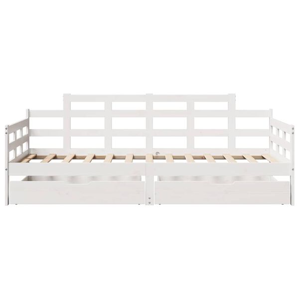 vidaXL daybed med skuffer 90x200 cm massivt fyrretr&aelig; hvid
