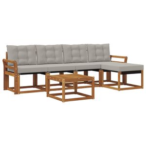 vidaXL Udend&oslash;rs sofagruppe med pude 6 pcs Naturlig og Lys Gr&aring;