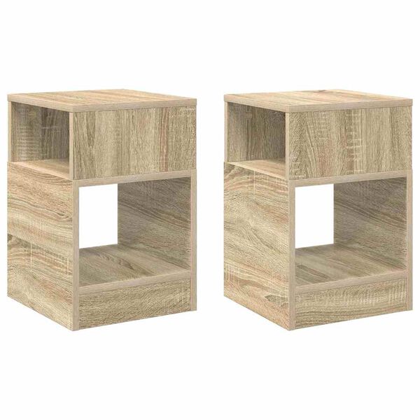 vidaXL Endebord 2 pcs Sonoma eg 30,5 x 30 x 45 cm Konstrueret tr&aelig;