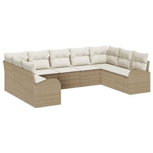 vidaXL Havesofa S&aelig;t med pude 9 pcs Beige og hvid polyrattan