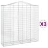 vidaXL buede gabionkurve 3 stk. 200x50x200/220 cm galvaniseret jern