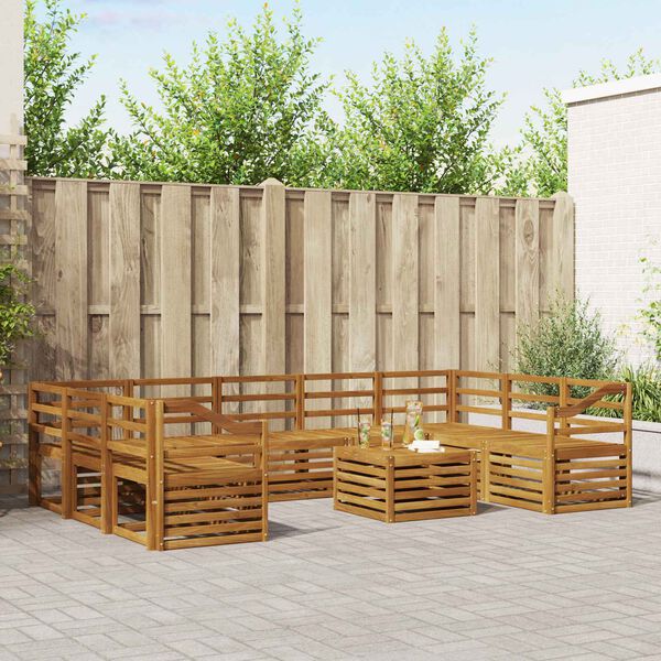 vidaXL Sofas&aelig;t 10 pcs Naturfarvet Massivt Akacietr&aelig;