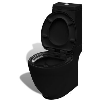 Stående toilet og bidet sæt, sort, keramisk