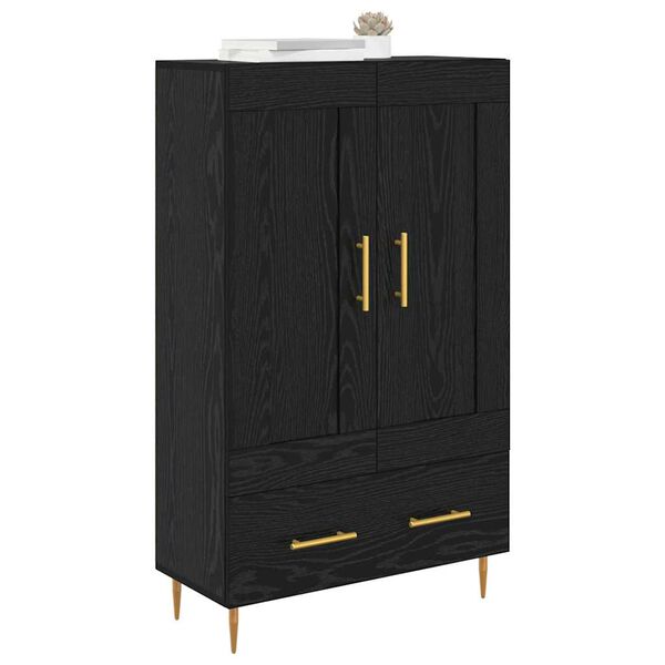 vidaXL Highboard med skuffe Sort eg 69,5 x 31 x 115 cm Konstrueret tr&aelig;