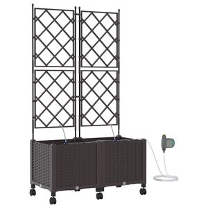 vidaXL Havekrukke med vanding og hjul 2 stk. Brun 80 x 40 x 148 cm PP