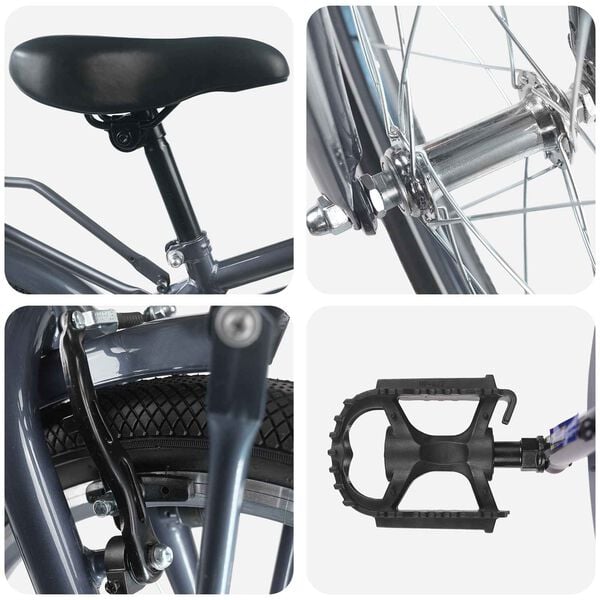 vidaXL B&oslash;rnecykel 20 tommer til b&oslash;rn i alderen 6-11 &aring;r M&oslash;rkegr&aring;