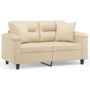 vidaXL 2-personers sofa med puder 120 cm mikrofiberstof cremefarvet