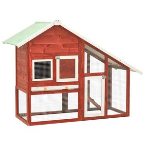 vidaXL kaninbur 140x63x120 cm massivt fyrretr&aelig; r&oslash;d og hvid