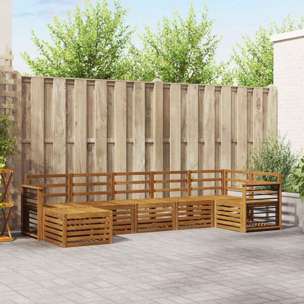 vidaXL Sofas&aelig;t 7 pcs Naturfarvet Massivt Akacietr&aelig;