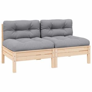 vidaXL 2-personers havesofa med gr&aring; hynder massivt fyrretr&aelig;