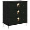 vidaXL Skuffeskab BREMEN Magnolia print 66 x 36,5 x 76 cm Sort eg