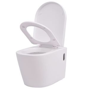 vidaXL v&aelig;gh&aelig;ngt toilet keramisk hvid