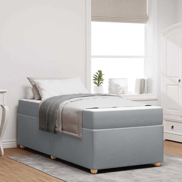 vidaXL Sengestel med madras Lysegrå 100 x 200 cm Stof