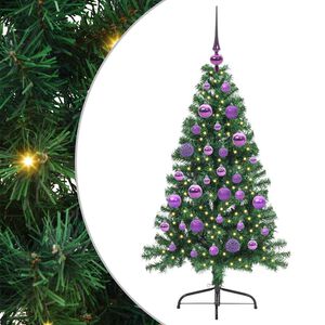 vidaXL Kunstig Forbelyst Juletr&aelig; med 150 LED'er Gr&oslash;n 120 cm PVC