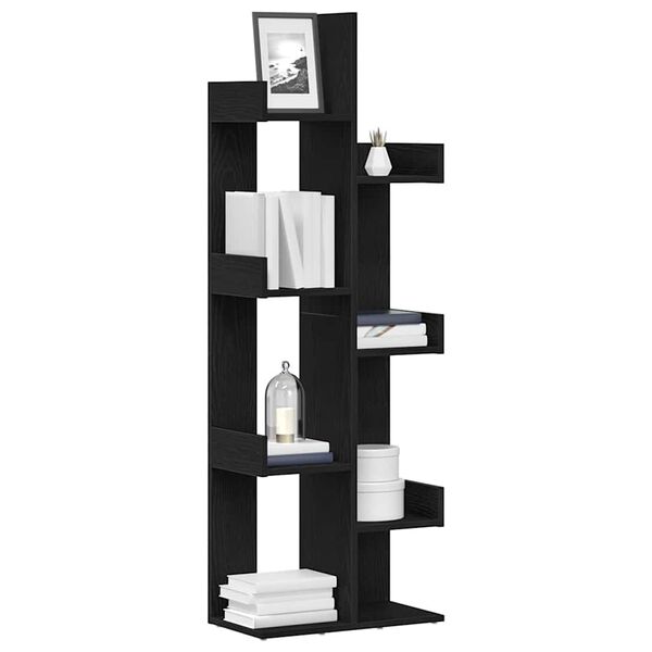 vidaXL Bogreol Sort eg 48 x 25,5 x 140 cm Konstrueret træ