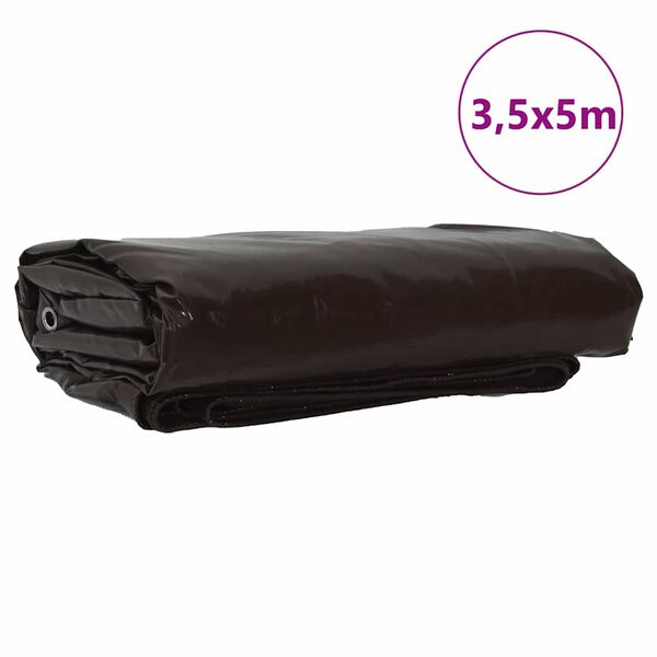 vidaXL Tarpaulin 650g / m² Brun 3,5 x 5 m Lærred med PVC-belægning