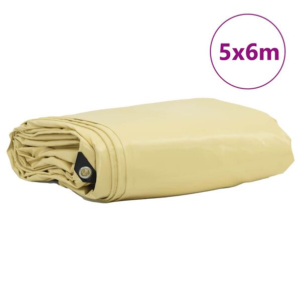 vidaXL Tarpaulin 650g / m&sup2; Beige 5 x 6 m L&aelig;rred med PVC-bel&aelig;gning