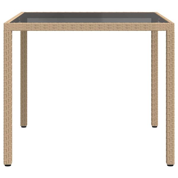 vidaXL havebord 90x90x75 cm h&aelig;rdet glas og polyrattan beige