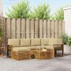 vidaXL Sektionalsofa s&aelig;t 7 pcs Naturlig og Beige Massivt Akacietr&aelig;
