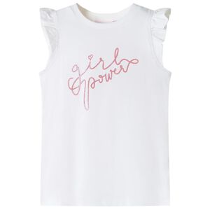 T-shirt til b&oslash;rn str. 140 med fl&aelig;ser ecrufarvet