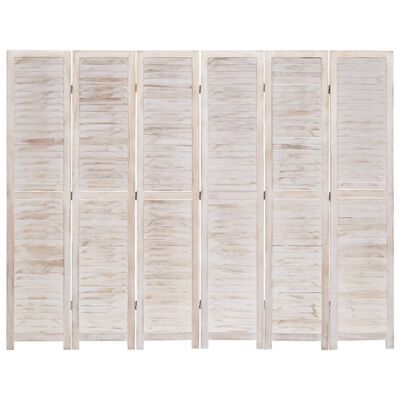 vidaXL 6-panels rumdeler 210 x 165 cm træ hvid
