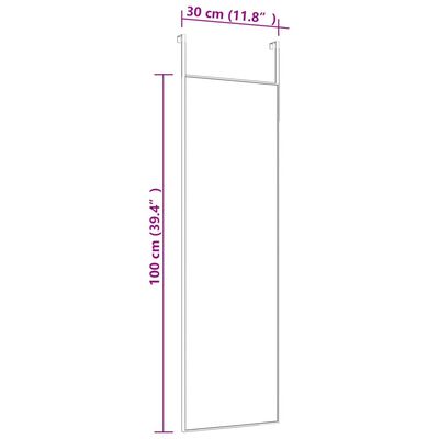 vidaXL dørspejl 30x100 cm glas og aluminium sort