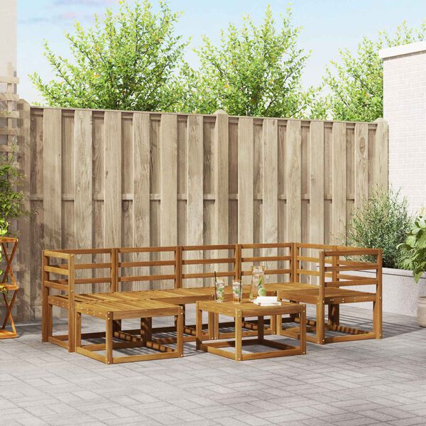 vidaXL Udend&oslash;rs sofagruppe med pude 7 pcs Naturlig og Lys Gr&aring;