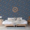 DUTCH WALLCOVERINGS tapet Flower m&oslash;rkebl&aring; og bronzefarvet