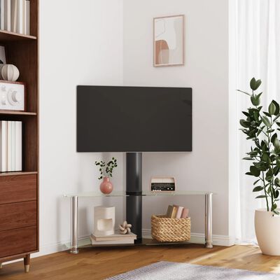 vidaXL tv-stativ til hjørne 2 hylder til 32"-70" sort og sølvfarvet