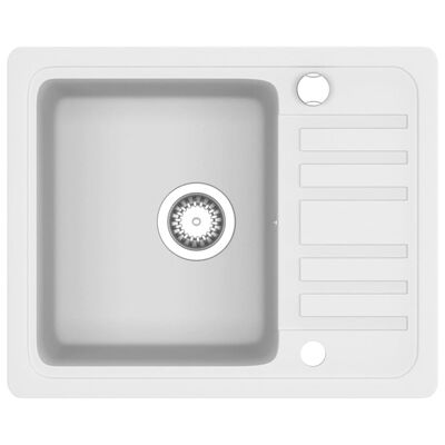 vidaXL køkkenvask granit enkelt vask hvid