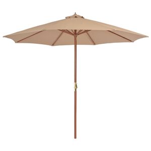 vidaXL parasol 300 cm tr&aelig;stang gr&aring;brun