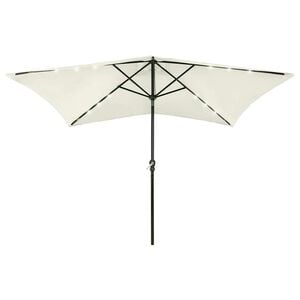 vidaXL parasol med LED-lys og st&aring;lstang 2x3 m sandfarvet