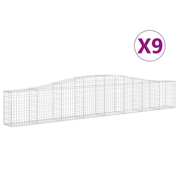 vidaXL buede gabionkurve 9 stk. 400x30x60/80 cm galvaniseret jern