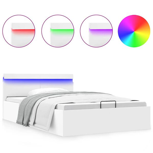 vidaXL hydraulisk opbevaringsseng 140x200 cm kunstl&aelig;der hvid