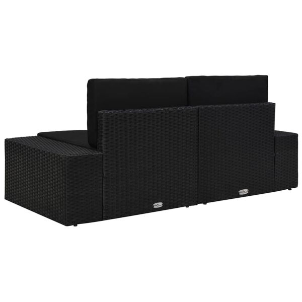 vidaXL 2-personers sofa modul&aelig;r polyrattan sort