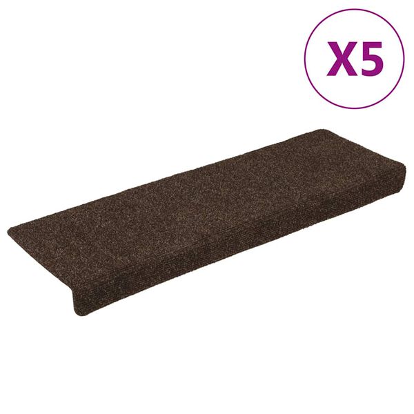 vidaXL trappemåtter selvklæbende 15 stk. 65x21x4 cm brun rektangulær kant
