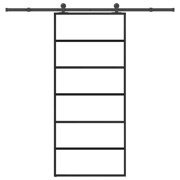 vidaXL skyded&oslash;r med hardwares&aelig;t 90x205 cm sikkerhedsglas aluminium