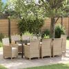 vidaXL Have Spisebordss&aelig;t 9 pcs Beige polyrattan