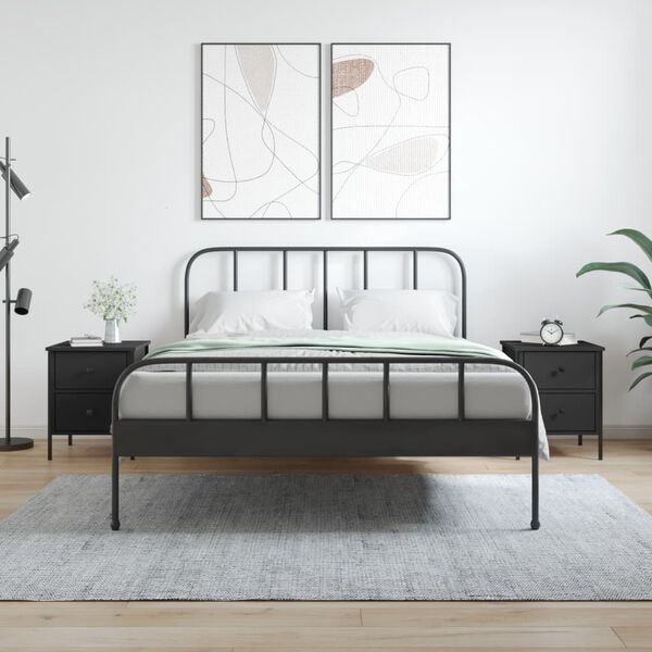 vidaXL sengeborde 2 stk. 40x42x50 cm konstrueret tr&aelig; sort