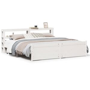 vidaXL Sengeramme med hovedg&aelig;rde uden madras Hvid 180x200 cm