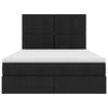 vidaXL Seng med opbevaring og LED med LED Sort 140 x 200 cm Polyester
