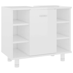 vidaXL badev&aelig;relsesskab 60x32x53,5 cm konstrueret tr&aelig; hvid h&oslash;jglans