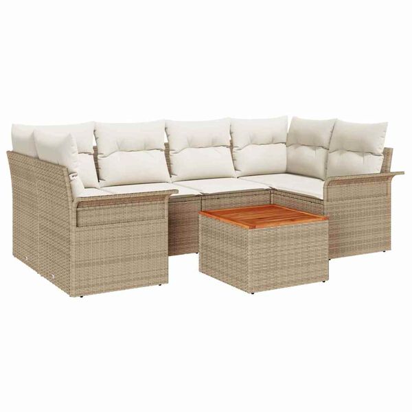 vidaXL Havesofa S&aelig;t med opbevaring 7 pcs Beige og creme polyrattan