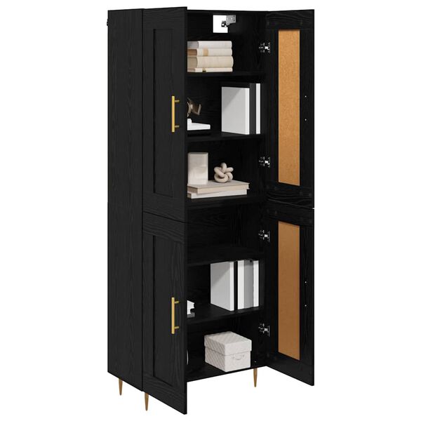 vidaXL Highboard Sort eg 69,5 x 34 x 180 cm Konstrueret tr&aelig;