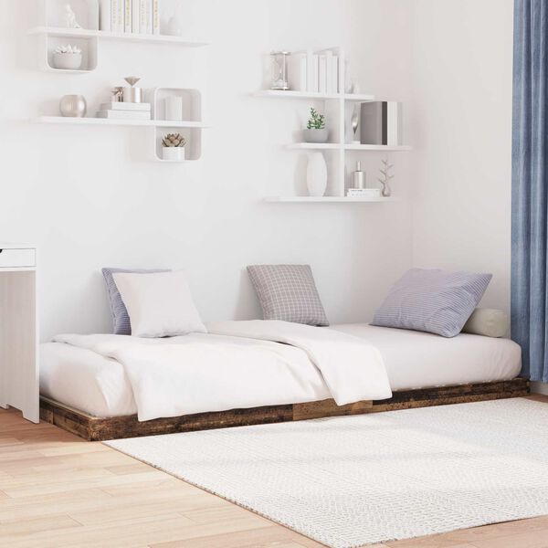 vidaXL Gulv seng ramme Gammelt tr&aelig; 90 x 190 cm Konstrueret tr&aelig;