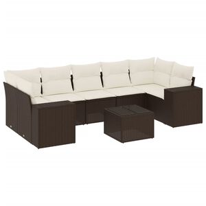 vidaXL sofas&aelig;t til haven 8 dele med hynder polyrattan brun